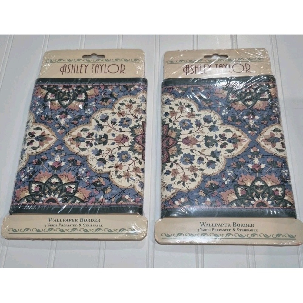 Ashley Taylor Stained Glass Wallpaper Border 10 Yds NOS Imperial Floral CS5951B